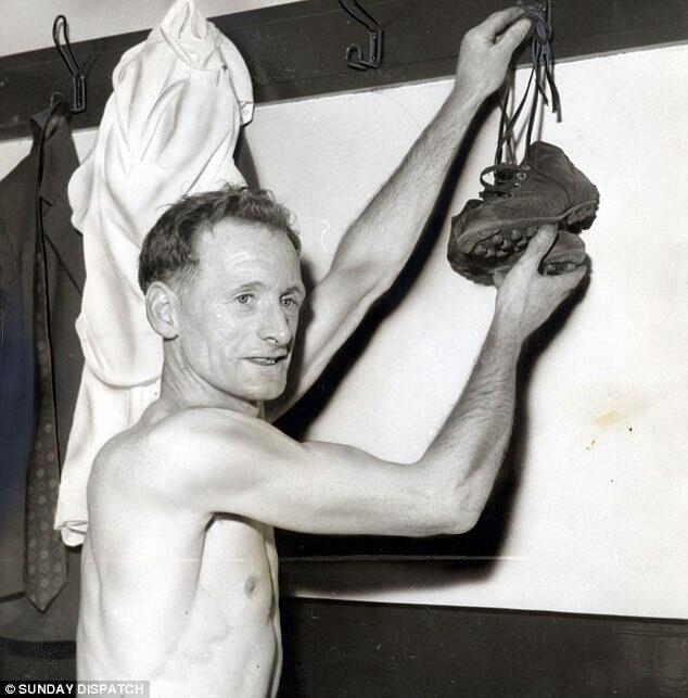 The symbolic hanging up of the boots.