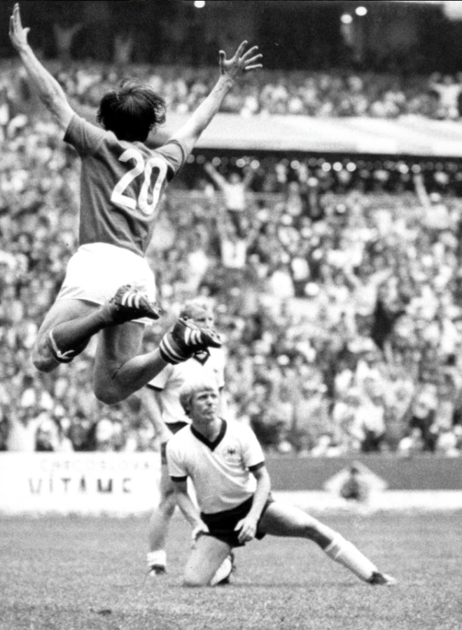 Roberto Boninsegna celebrates Italy’s second goal in their 4-3 semifinal win over West Germany at World Cup 1970