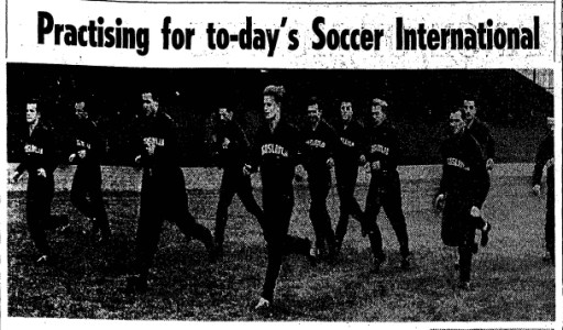 Practicing for today's soccer international