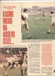 Newspaper article about the NK Sarajevo v Red Star game