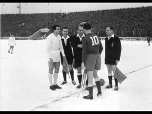 Bobek (Partizan) and Amancio (Real Madrid), 1956