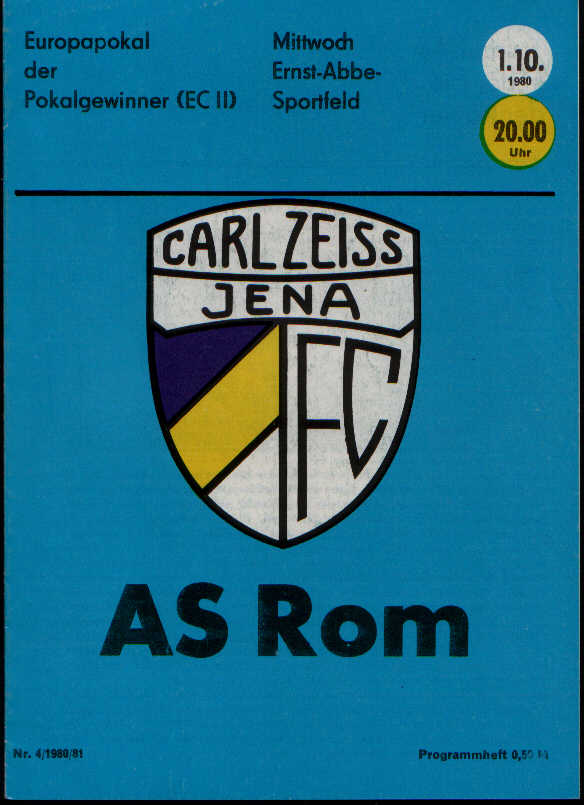 fanion TBLISSI/CARL ZEISS JEN finale 1981, coupe des Coupes
